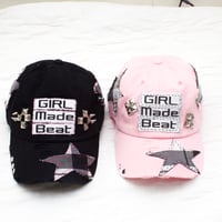 GIRL Made Beat Patchwork Studded Baseball Cap 