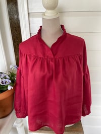 Image 2 of The Claudia Cranberry Linen Top