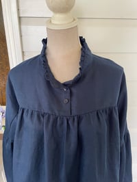 Image 1 of The Claudia Navy Linen Top