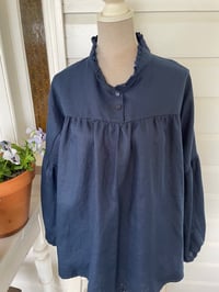 Image 2 of The Claudia Navy Linen Top