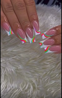Image 1 of rainbow French tip medium lenght