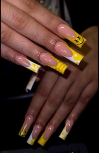 yellow and white french tip gel nails