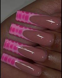 two tone pink long gel french tips 