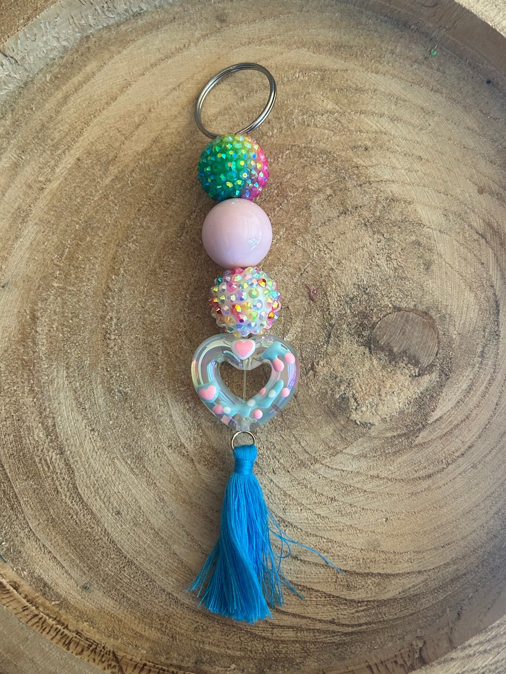 Image of Multi coloured heart keyring