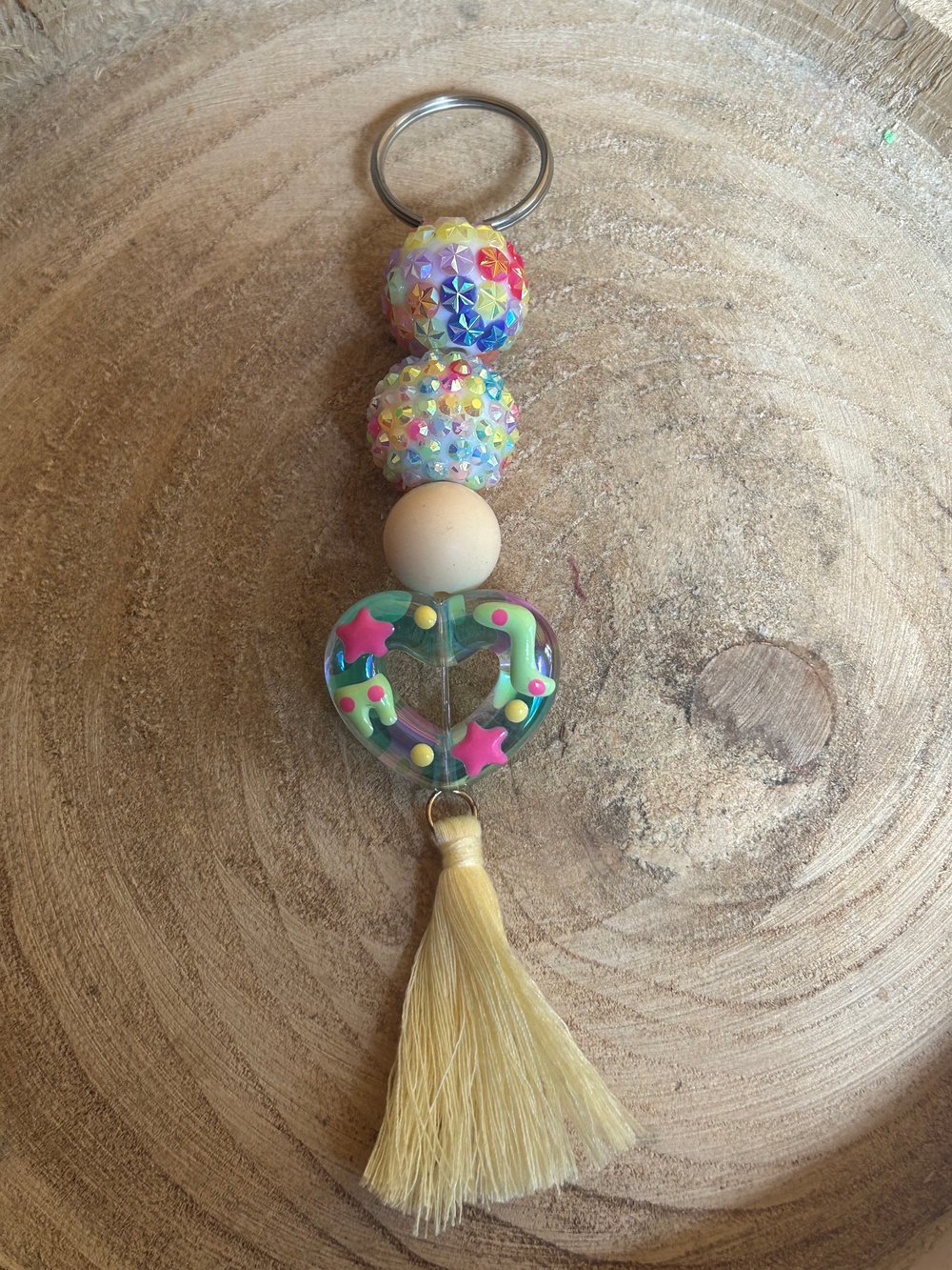 Image of Multi coloured heart keyring