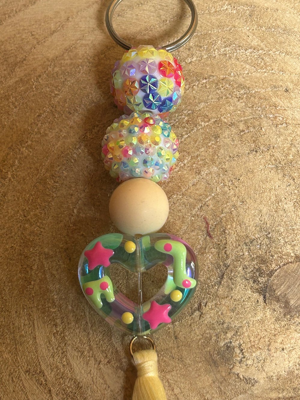Image of Multi coloured heart keyring