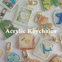 Image 1 of Froggie Double-Sided Acrylic Charm with Gold U-Ring Attachment