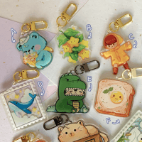 Image 2 of Froggie Double-Sided Acrylic Charm with Gold U-Ring Attachment