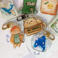 Image 3 of Froggie Double-Sided Acrylic Charm with Gold U-Ring Attachment