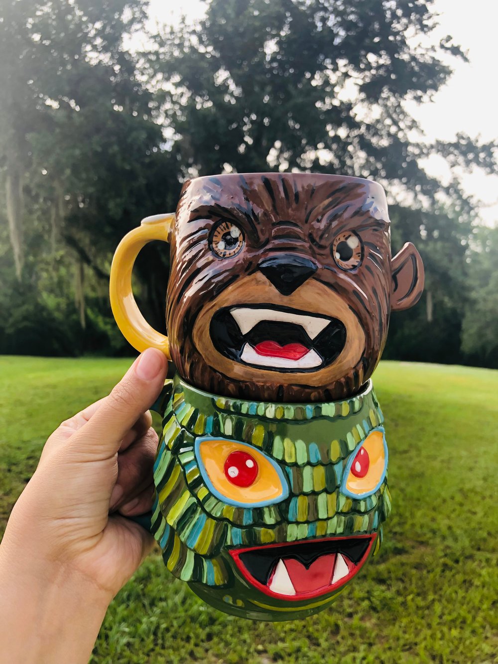 Image of Lovelightthrift-Creature mug and  Wolfman mug