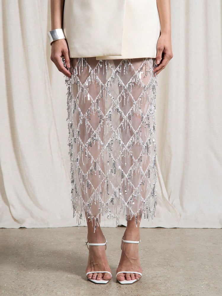 Image of Beaded Maxi Skirt