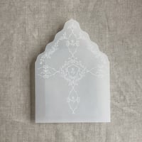 Image 2 of White grace floral laser cut vellum liner for A7 euro flap envelope PACK of 10