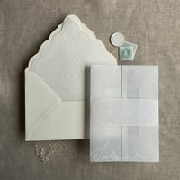 Image 6 of White grace floral laser cut vellum liner for A7 euro flap envelope PACK of 10