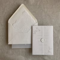 Image 1 of White grace floral laser cut vellum liner for A7 euro flap envelope PACK of 10