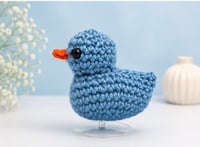 Image 1 of Blue Crochet Duck Plush