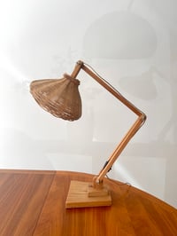 Image 2 of LÁMPARA FLEXO DE MADERA Y MIMBRE, AÑOS 70