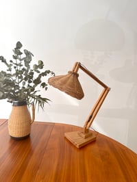 Image 1 of LÁMPARA FLEXO DE MADERA Y MIMBRE, AÑOS 70