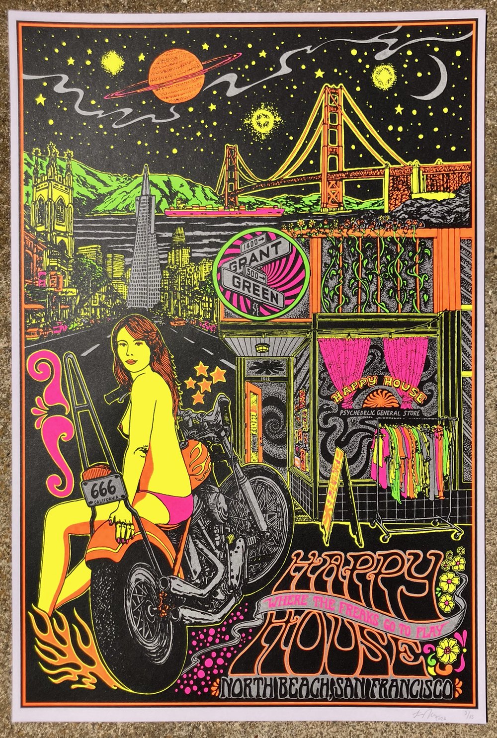 Happy House Blacklight Print