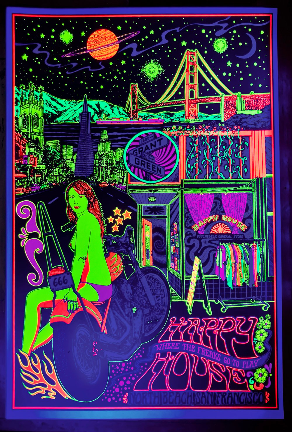 Happy House Blacklight Print