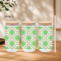 Image 4 of Hmong Cross Collection – Glass Cup with Bamboo Lid and Glass Straw 1 Count