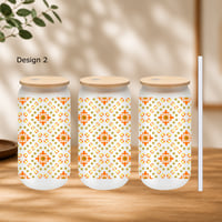 Image 3 of Hmong Cross Collection – Glass Cup with Bamboo Lid and Glass Straw 1 Count