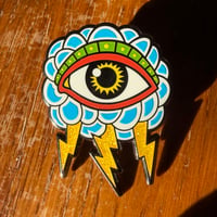 Image 1 of Eye of the Storm Enamel Pin American Traditional Tattoo 1.5” Hard Enamel