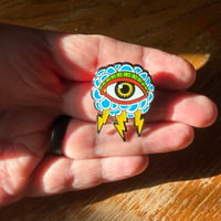 Image 2 of Eye of the Storm Enamel Pin American Traditional Tattoo 1.5” Hard Enamel