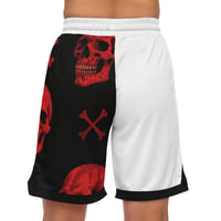 Image 2 of Skull Pattern Basketball Shorts — Red Gothic AOP Athletic Shorts