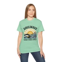 Image 2 of Soulwave "Good Vibes Only" Tee — Retro Sun & Surf Graphic T-Shirt