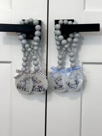 Image 3 of CYCLING GNOME Resin Art /Hand painted wood bead door hangers by Lazy Hound Designs...