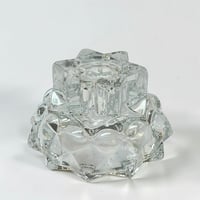 Image 3 of Bougeoirs  en verre cristallin moulé transparent  vintage  - Années  1940 
