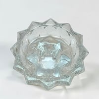 Image 6 of Bougeoirs  en verre cristallin moulé transparent  vintage  - Années  1940 