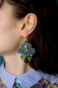 Image 1 of Mini Earrings - Mousse anisée - Fermoirs Argent 925 
