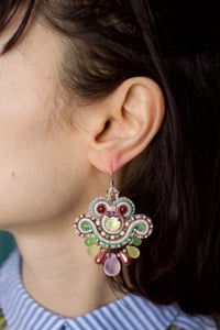 Image 1 of Mini Earrings - Glaçage nacré - Fermoirs Argent 925 