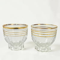 Image 4 of Service à liqueur carafe et 6 verres en verre liserés dorés à l'or fin - vintage 1930 - 40