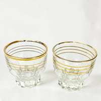 Image 5 of Service à liqueur carafe et 6 verres en verre liserés dorés à l'or fin - vintage 1930 - 40