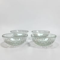 Image 2 of Coupelles Huilor Croix Verte en verre pressé motif gouttes - ramequins vintage 1970