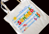 Image 3 of Handmade Summer Fruit Canvas Tote Bag, Reusable, beach, sun, sand, reading, swim, surf