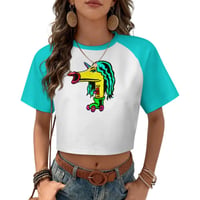 Image 3 of Unicorn Hairdyer on Rollerskates Crop Top 