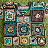 Image 1 of 045 - Large - Granny Square Green Brown