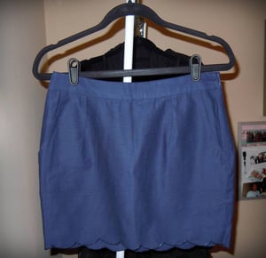 Image of Forever 21 Navy Scalloped Skirt