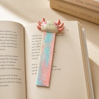 Image 2 of Pastel Pink & Blue Axolotl Resin Bookmark