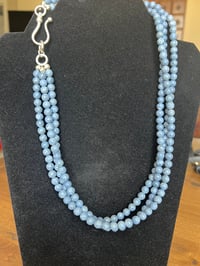 Image 4 of Gray/Blue triple strand necklace