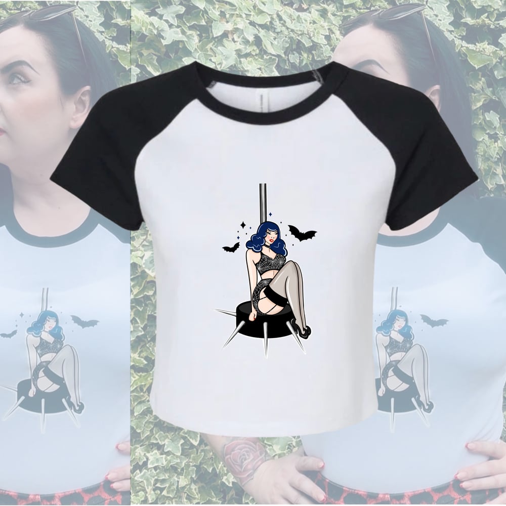 Image of “Bettie Blue” Raglan Crop Tee