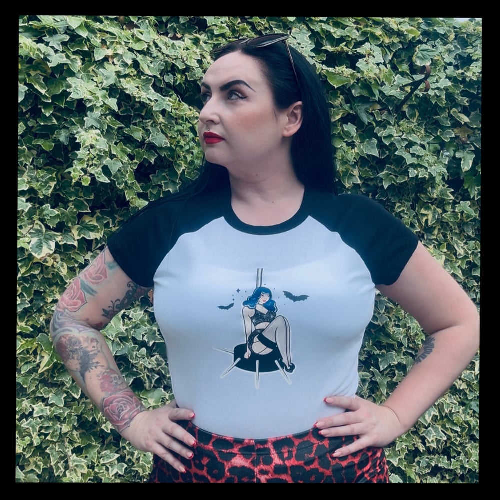 Image of “Bettie Blue” Raglan Crop Tee