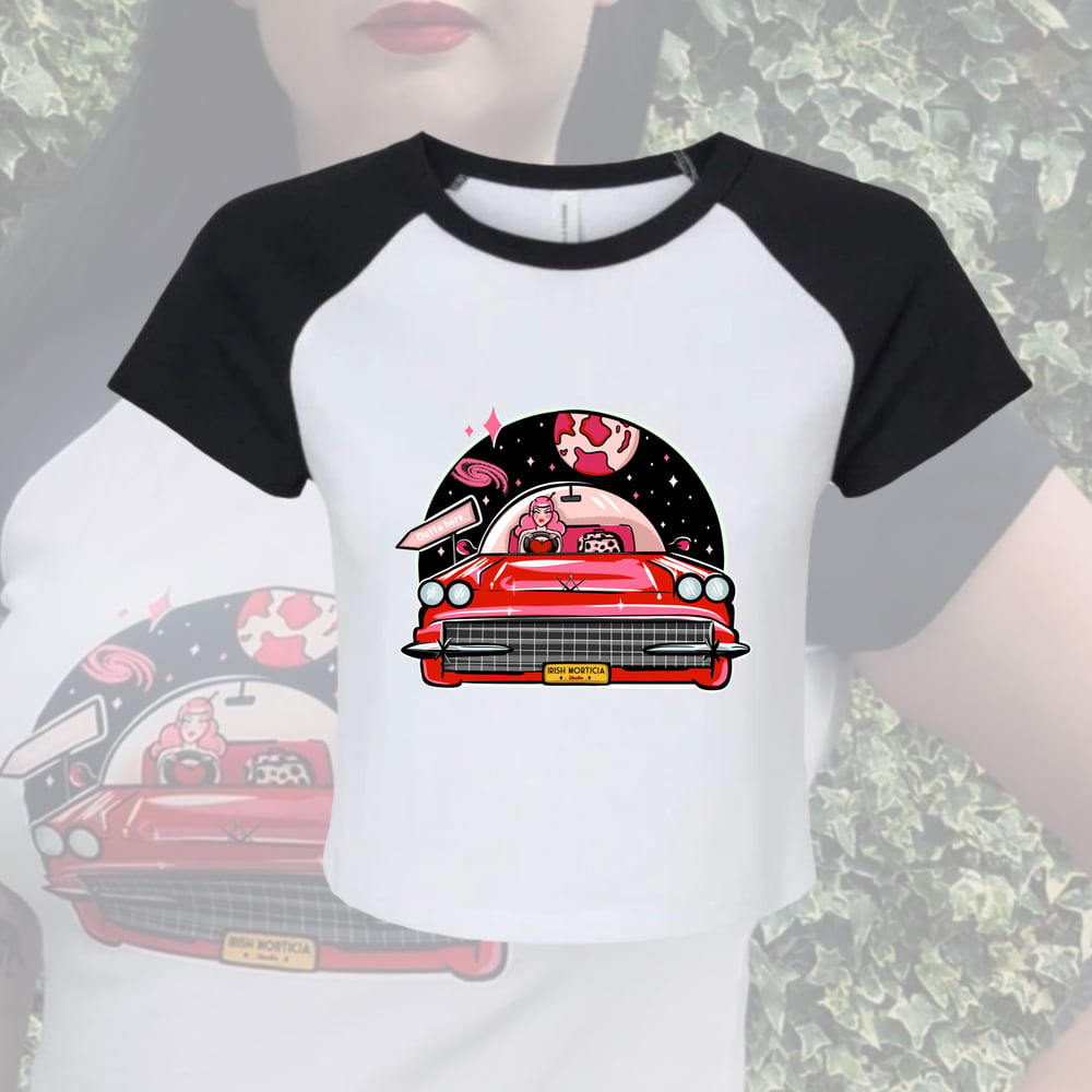 Image of “Destination Space” Raglan Crop Tee