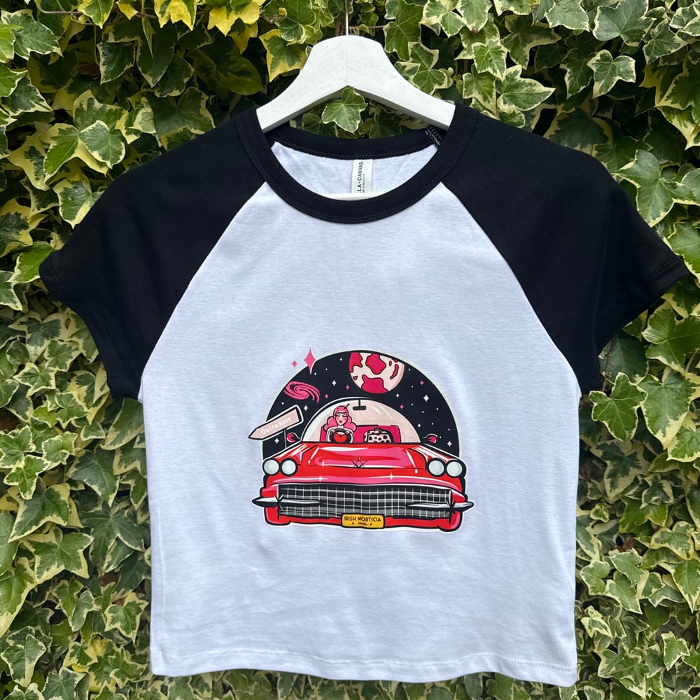 Image of “Destination Space” Raglan Crop Tee