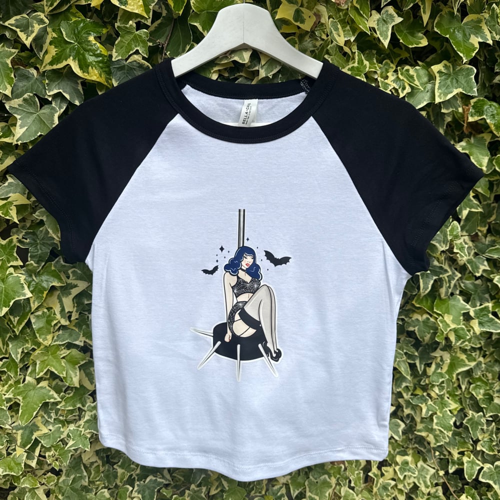 Image of “Bettie Blue” Raglan Crop Tee