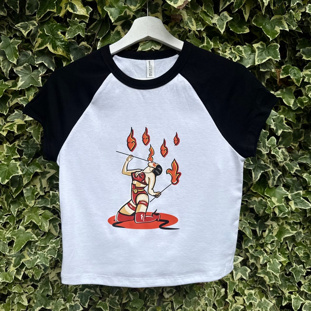 Image of “Fire Fatale” Raglan Crop Tee