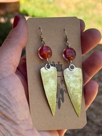 Image 3 of Vintage glass brass earrings/ n1
